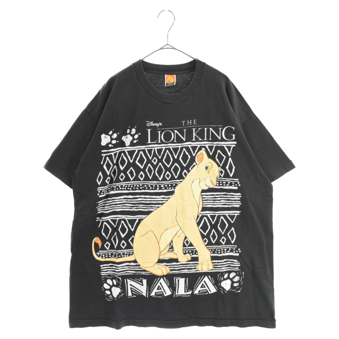 VINTAGE ヴィンテージ 90s Disney LIONKING ディズニー ライオンキング ナラプリントクルーネック半袖Tシャツ カットソー ブラック