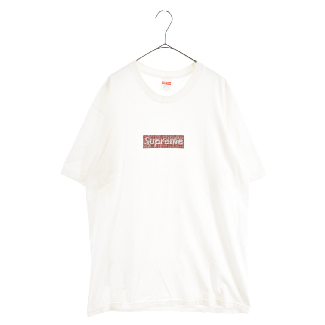 50センチ袖丈SUPREME シュプリーム 19SS×SWAROVSKI 25th Anniversary Box Logo Tee×スワロフスキー 25周年記念ボックスロゴTシャツ 半袖カットソー ホワイト