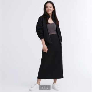 ユニクロ(UNIQLO)のドライスウェットナローマキシスカート（丈短め75～79cm）(ロングスカート)