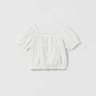 ザラ(ZARA)のZARA kids新品タグ付きストレッチディテールテクスチャートップス(シャツ/ブラウス(半袖/袖なし))