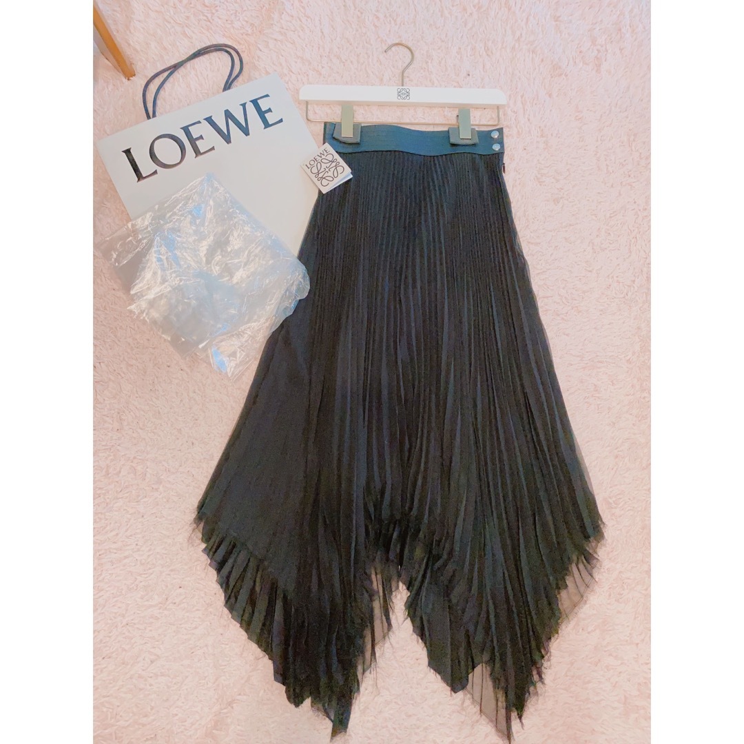 LOEWE ロエベ レザー切替 プリーツ スカート - ロングスカート