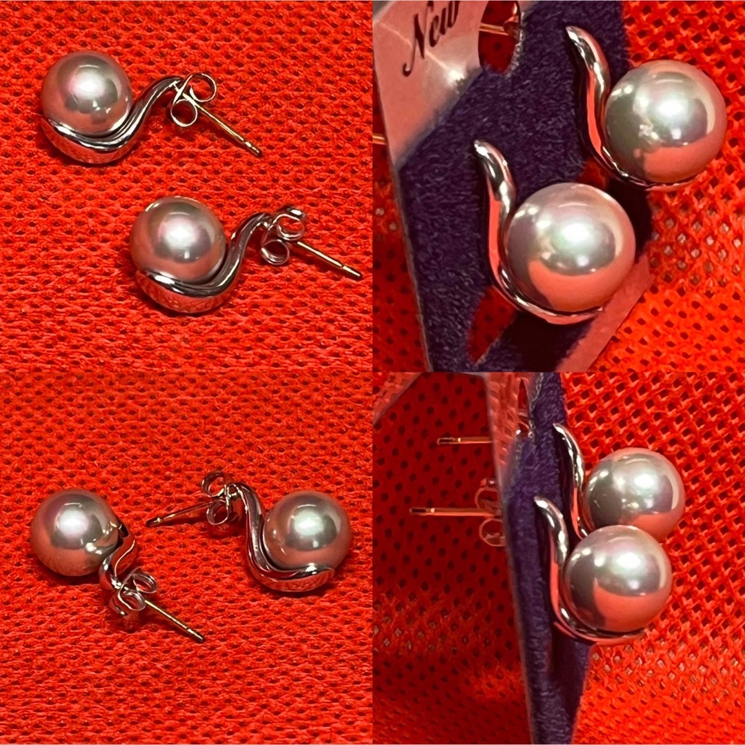 良品/黒蝶真珠3品セット/metallic gray/SV&K18. 良品/黒蝶真珠3品セット/metallic gray/SV&K18.