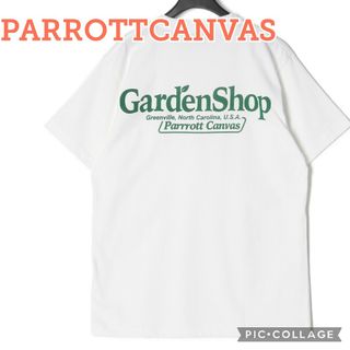 PARROTT CANVAS - 新品【パロットキャンバス】ガーデンショッププリントTee、Lサイズ、白、ホワイト