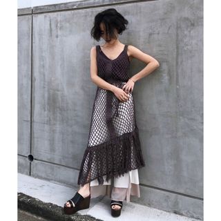 アメリヴィンテージ(Ameri VINTAGE)のMEDI CROCHET FRINGE DRESS(ロングワンピース/マキシワンピース)