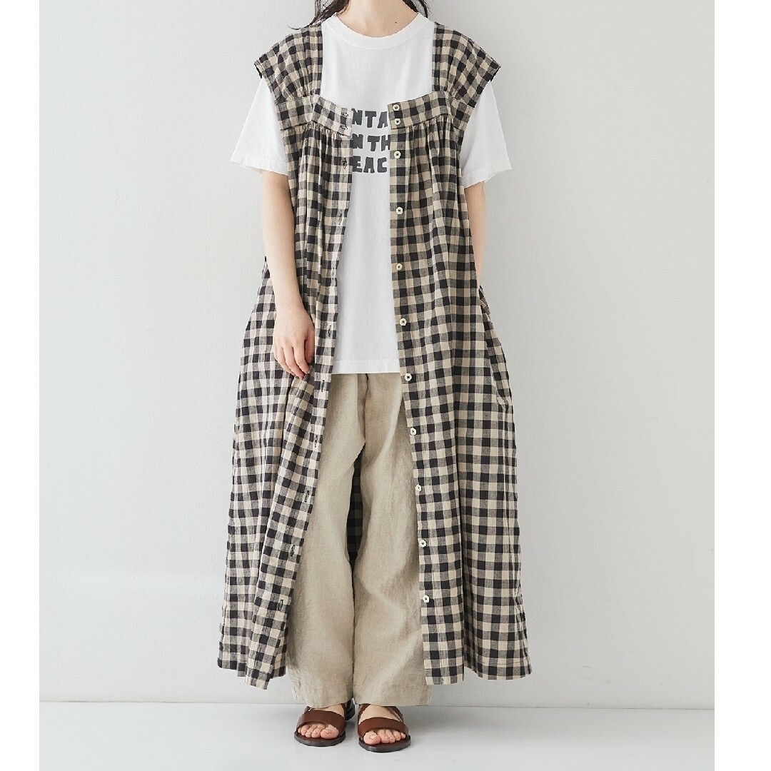 nest Robe - コットンリネンワッシャーギンガムワンピース nest Robe - コットンリネンワッシャーギンガムワンピース