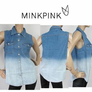 ミンクピンク(MINKPINK)の新品処分ミンクピンク　グラデーション　デニムシャツ　US-XS(シャツ/ブラウス(半袖/袖なし))