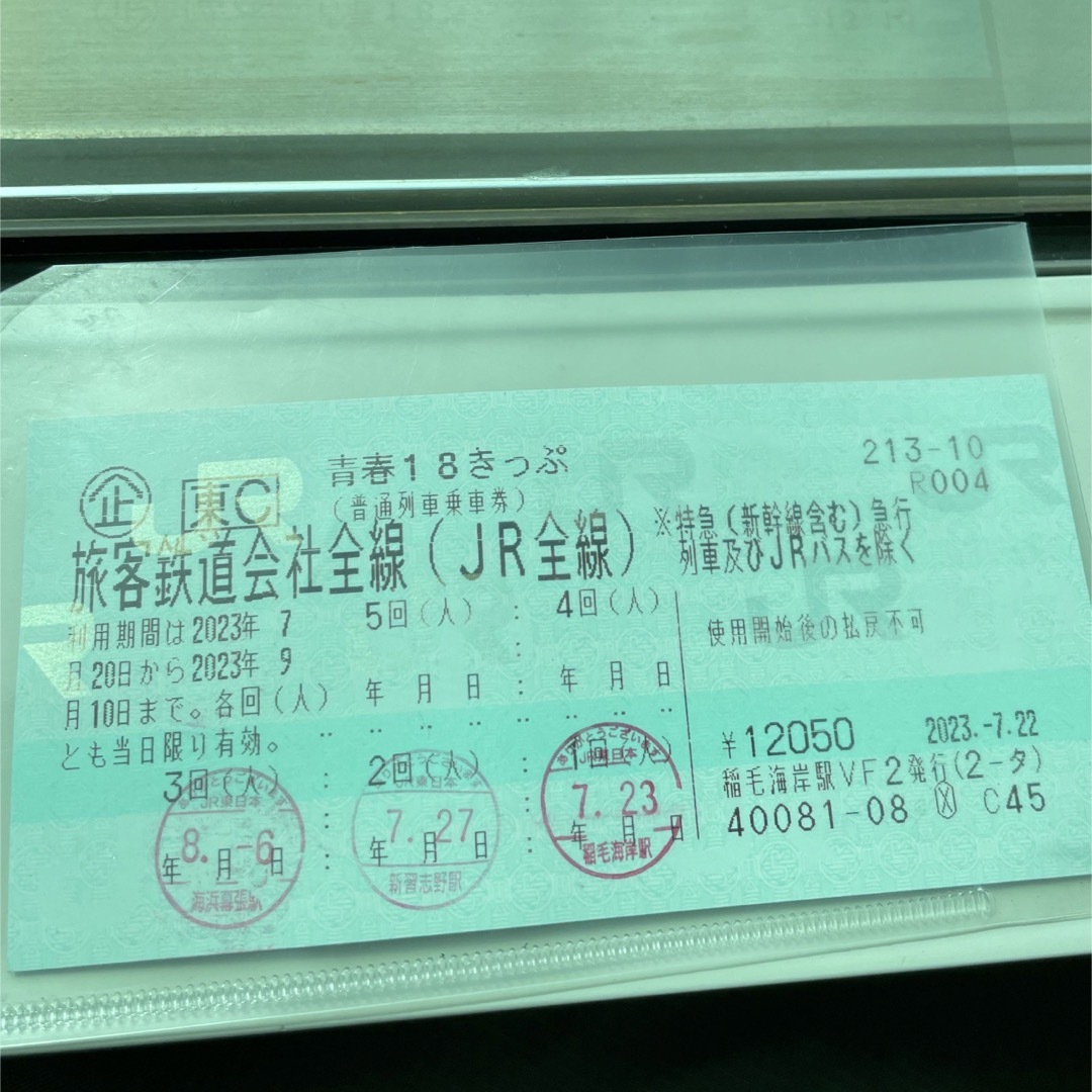 乗車券/交通券青春18きっぷ残り2回（返却不要）