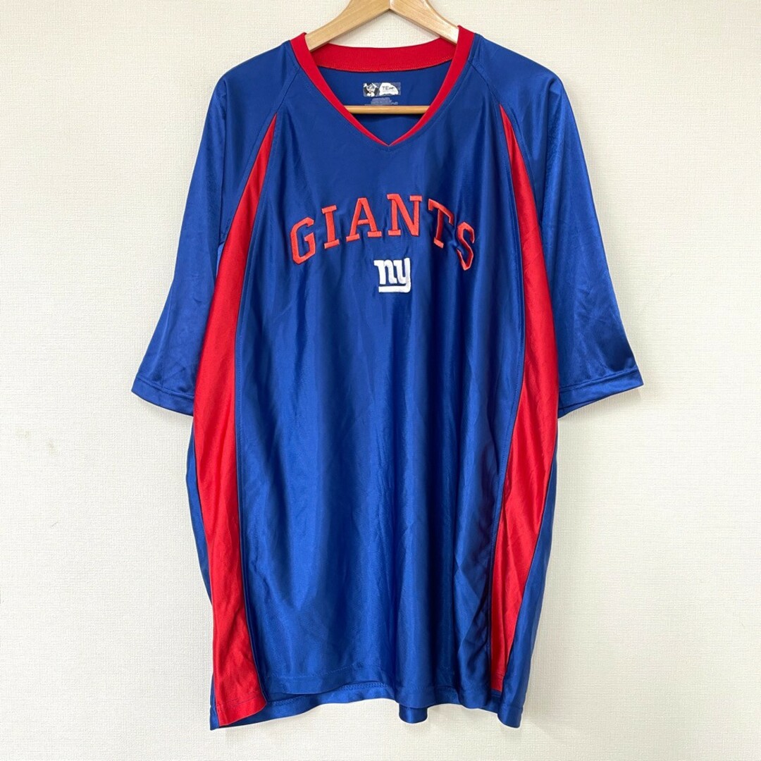 【ゆうパケット対応】NFL TEAM APPAREL ニューヨーク ジャイアンツ フットボールジャージ Tシャツ 半袖 ロゴ 刺繍 サイズ：XL ブルー×レッド 【古着】 古着 【中古】 中古 mellow 【あす楽対応】【古着屋mellow楽天市場店】 スポーツ/アウトドアのスポーツ/アウトドア その他(アメリカンフットボール)の商品写真