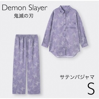 ジーユー(GU)のGU サテンパジャマ(長袖&ロングパンツ) Demon Slayer S(パジャマ)
