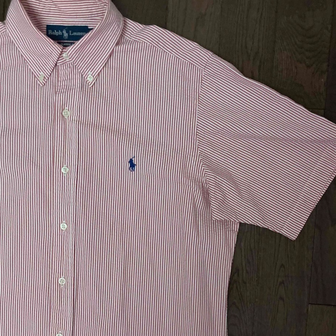 POLO RALPH LAUREN(ポロラルフローレン)のラルフローレンシアサッカーシャツRalph Lauren刺繍ロゴポニーストライプ メンズのトップス(シャツ)の商品写真