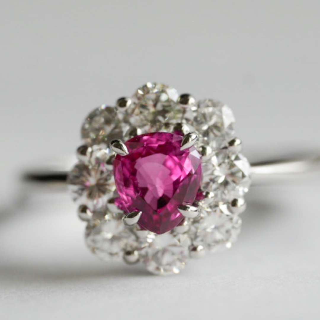 希少ベトナム産！PTルビーR R:0.98ct/D:1.00ct 鑑別書付・着画 レディースのアクセサリー(リング(指輪))の商品写真