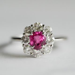 希少ベトナム産！PTルビーR R:0.98ct/D:1.00ct 鑑別書付・着画(リング(指輪))