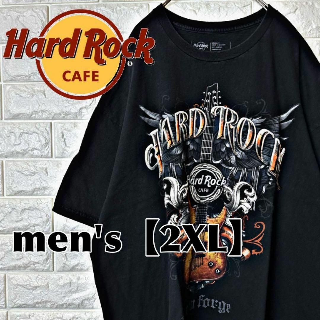 P5【Hard Rock】プリントTシャツ【メンズ2XL】ブラック