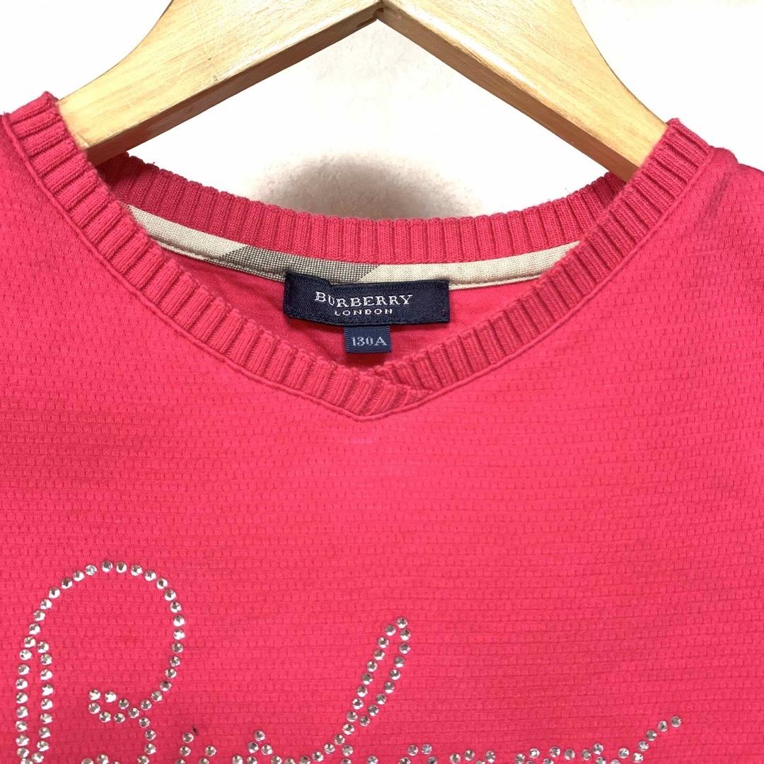 BURBERRY(バーバリー)のバーバリー フレンチスリーブ カットソー 130A ピンク BURBERRY キッズ/ベビー/マタニティのキッズ服女の子用(90cm~)(Tシャツ/カットソー)の商品写真