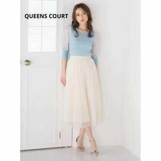 クイーンズコート(QUEENS COURT)のクイーンズコート【QUEENS COURT】 袖オーガンジープルオーバー(カットソー(半袖/袖なし))