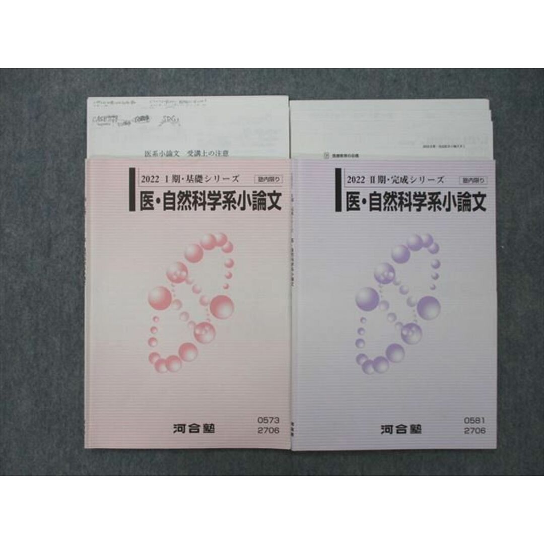 UP25-019 河合塾 医・自然科学系小論文 テキスト通年セット 2022 計2冊 15m0D