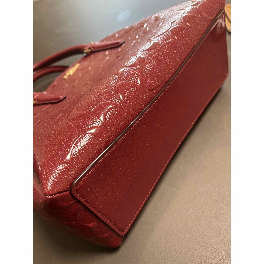 coach シグネチャー ハンドバック 2way ワインレッド エナメル コーチ