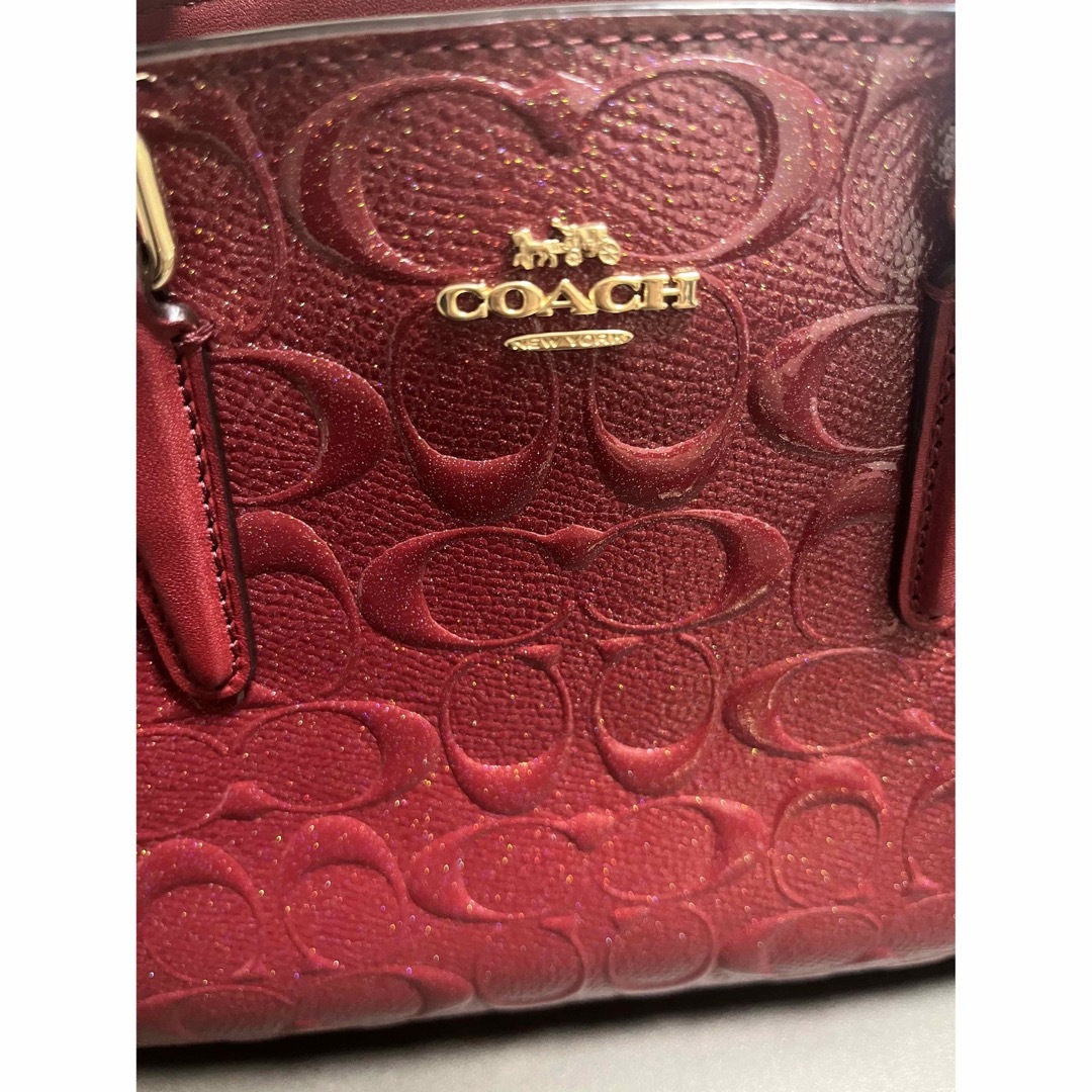 coach シグネチャー ハンドバック 2way ワインレッド エナメル コーチ