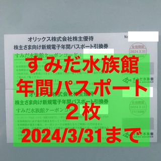 すみだ水族館 年間パスポート 引換券 2枚 期限2024年3末(水族館)