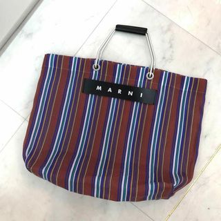 タイムセール！◆極美品◆MARNI マルニフラワーカフェトートバッグ　ストライプ