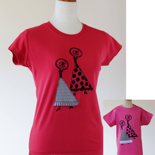 デザイナーSusanaのTシャツ赤　S&キッズTシャツ（バイレ2人）ピンク(Tシャツ(半袖/袖なし))