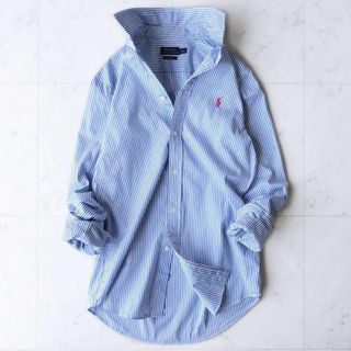 ポロラルフローレン(POLO RALPH LAUREN)のポロラルフローレン☆サイズ6 コットンブロード ストライプ シャツ＊ブルー 青(シャツ/ブラウス(長袖/七分))