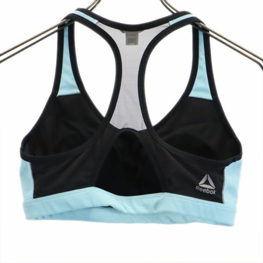 Reebok - リーボック スポーツ ブラ 水色×黒 Reebok ロゴ プリント