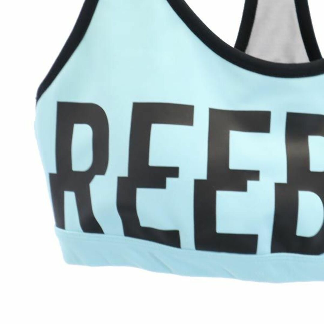 Reebok - リーボック スポーツ ブラ 水色×黒 Reebok ロゴ プリント