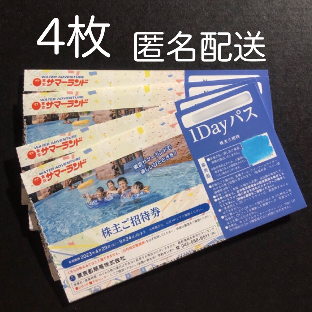 4枚 東京サマーランド株主優待券 1Dayパス ご招待券 フリーパスの通販