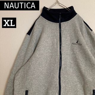 ノーティカ(NAUTICA)のノーティカプルジップスウェットバイカラーグレーxネイビー ワンポイントロゴXL(スウェット)