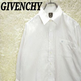 ジバンシィ(GIVENCHY)のジバンシー　長袖シャツ　トップス　ストライプ　胸ポケット付き　ワンポイントロゴ(シャツ)