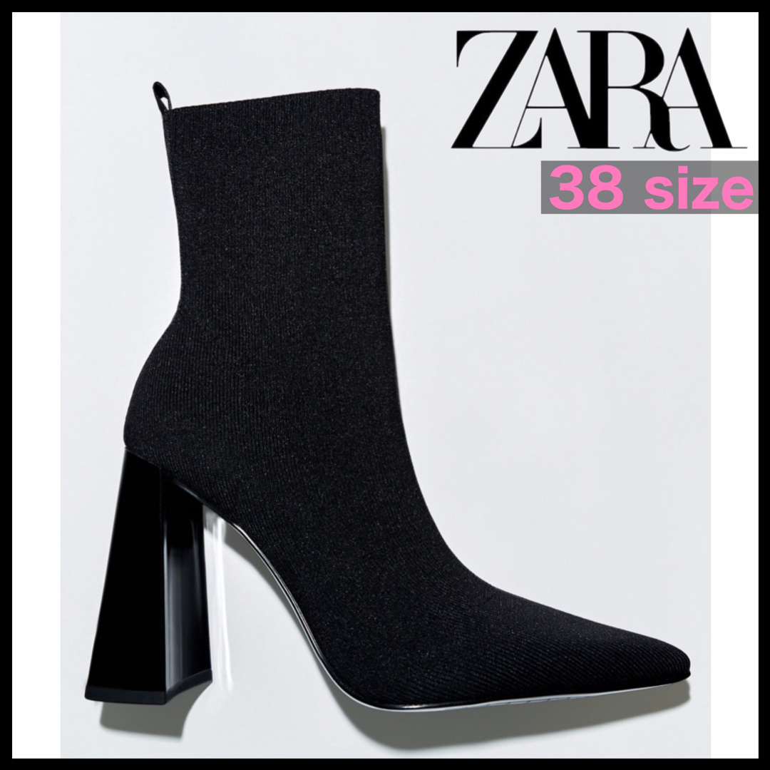 ZARA(ザラ)の【最終値下】ZARA ザラ ファブリック ヒール ショート ブーツ レディースの靴/シューズ(ブーツ)の商品写真