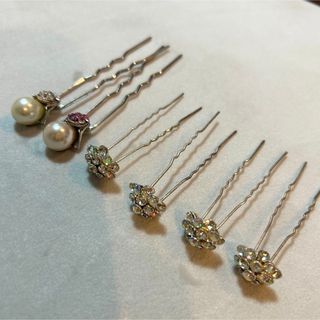 【1度使用】結婚式 ヘアアクセサリー Uピン パール ストーン(ヘアピン)