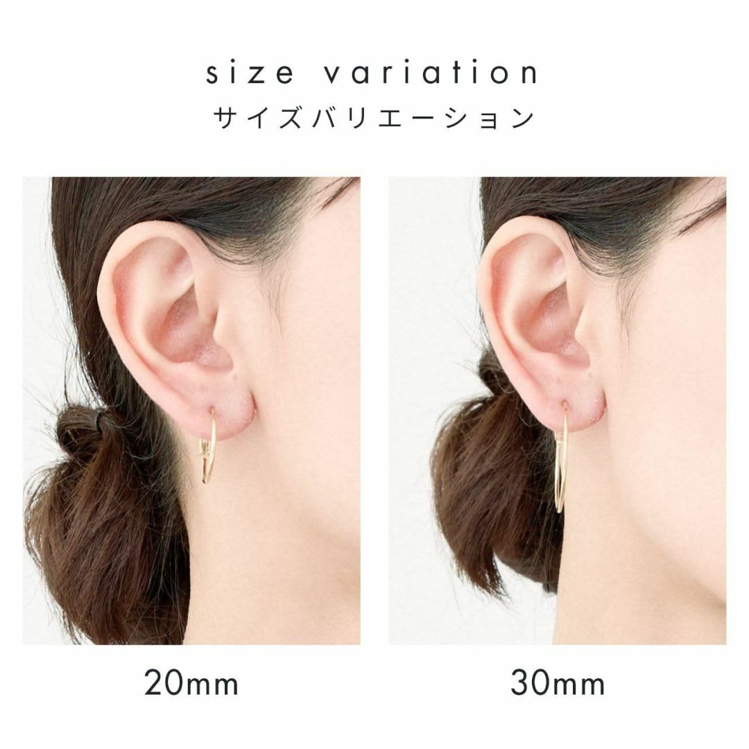 [ヒリーズ] 日本製 18金 ピアス 丸線 フープ 30mm レディース 人気