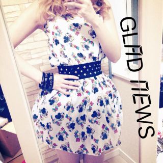 グラッドニュース(GLAD NEWS)のスカルミッキーワンピ(ミニワンピース)