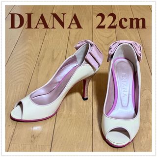 ダイアナ(DIANA)の【美品】DIANA ダイアナ オープントゥ バックリボングリッターヒールパンプス(ハイヒール/パンプス)