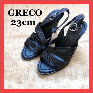 グレコ(Greco)の【美品】GRECO ブラック　サンダル　23cm(サンダル)