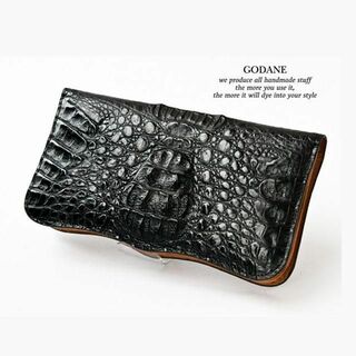【新品】GODANE 天然 カイマン クロコダイル 革 8001 メンズ 長財布(長財布)
