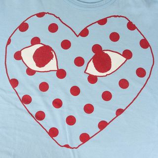 COMME des GARCONS コムデギャルソン Tシャツ サイズ:XXL ゴールド ハート ワッペン クルーネック AZ-T216 AD2020 PLAY ホワイト 白 トップス カットソー 半袖 日本製 ブランド 【メンズ】