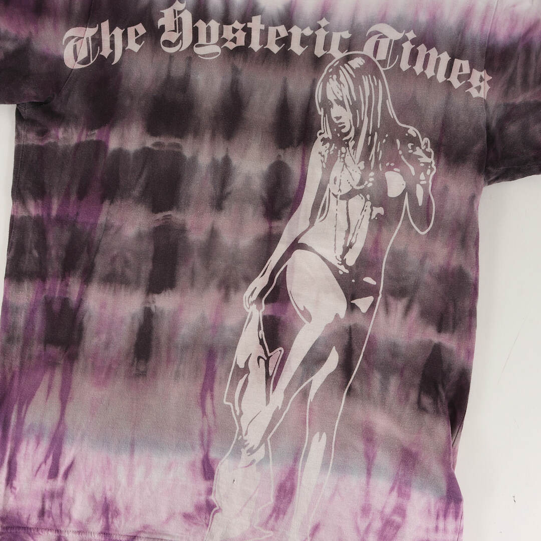 HYSTERIC GLAMOUR(ヒステリックグラマー)のHYSTERIC GLAMOUR ヒステリックグラマー Tシャツ サイズ:S ガール ロゴ グラフィック ムラ染め クルーネック 半袖 Tシャツ 0203CT09 タイダイ ホワイト パープル系 白 トップス カットソー 薄手 コットン 【メンズ】【中古】 メンズのトップス(Tシャツ/カットソー(半袖/袖なし))の商品写真