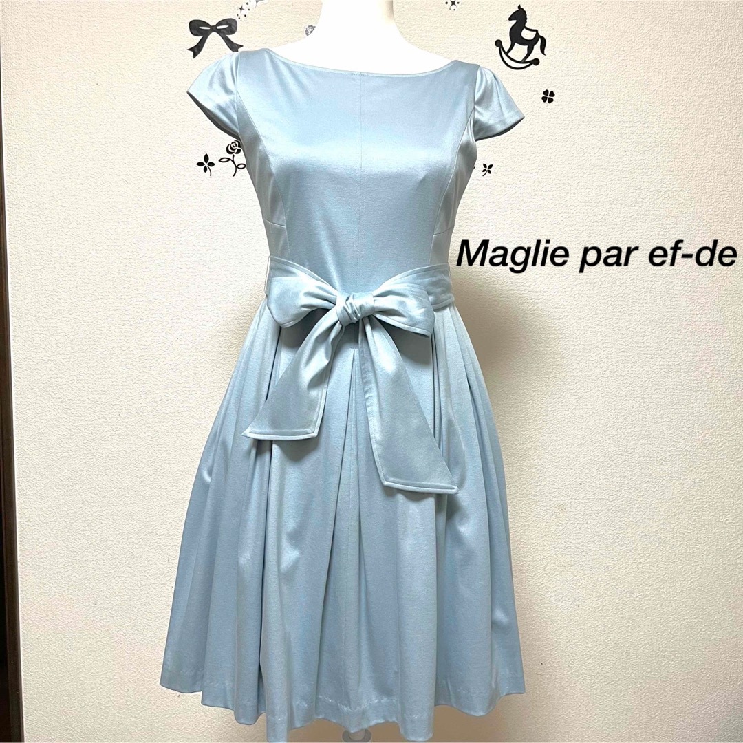 Maglie par ef-de - 美品 Maglie par ef-de 水色 半袖 リボン付き ...