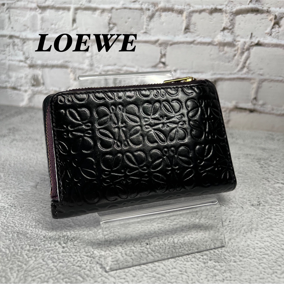 LOEWE   ロエベ LOEWE リピート アナグラム 折り財布 ブラック 黒の