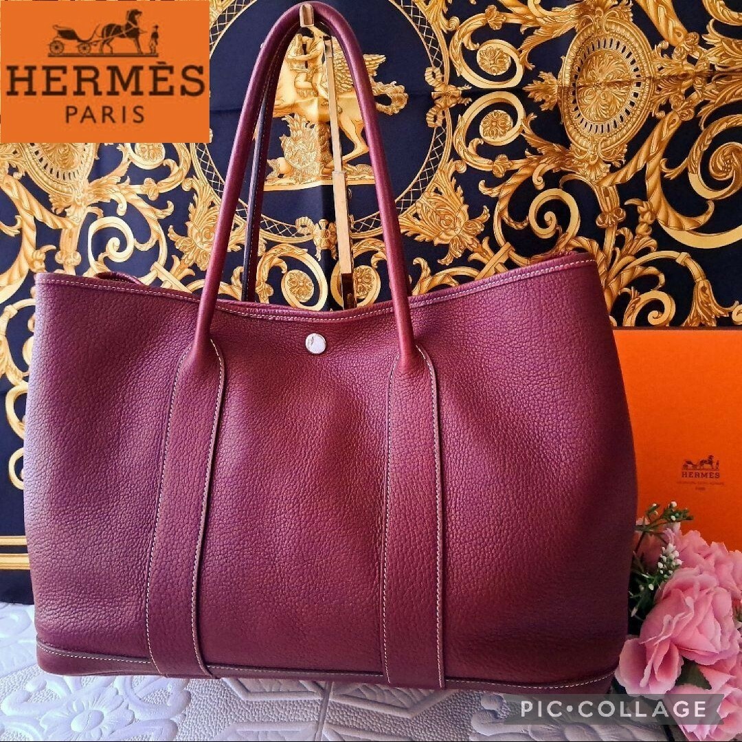 HERMES ガーデンパーティ ネゴンダ  トートバッグ レッド系 エルメス