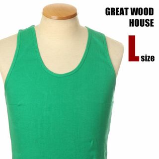 【新品】GREAT WOOD HOUSE タンクトップ L 緑 メンズ 無地(タンクトップ)