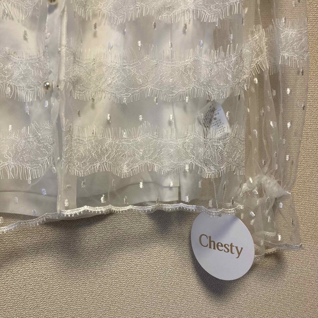 Chesty(チェスティ)の新品　チェスティ　レースブラウス　キャミソール付き　ホワイト レディースのトップス(シャツ/ブラウス(長袖/七分))の商品写真