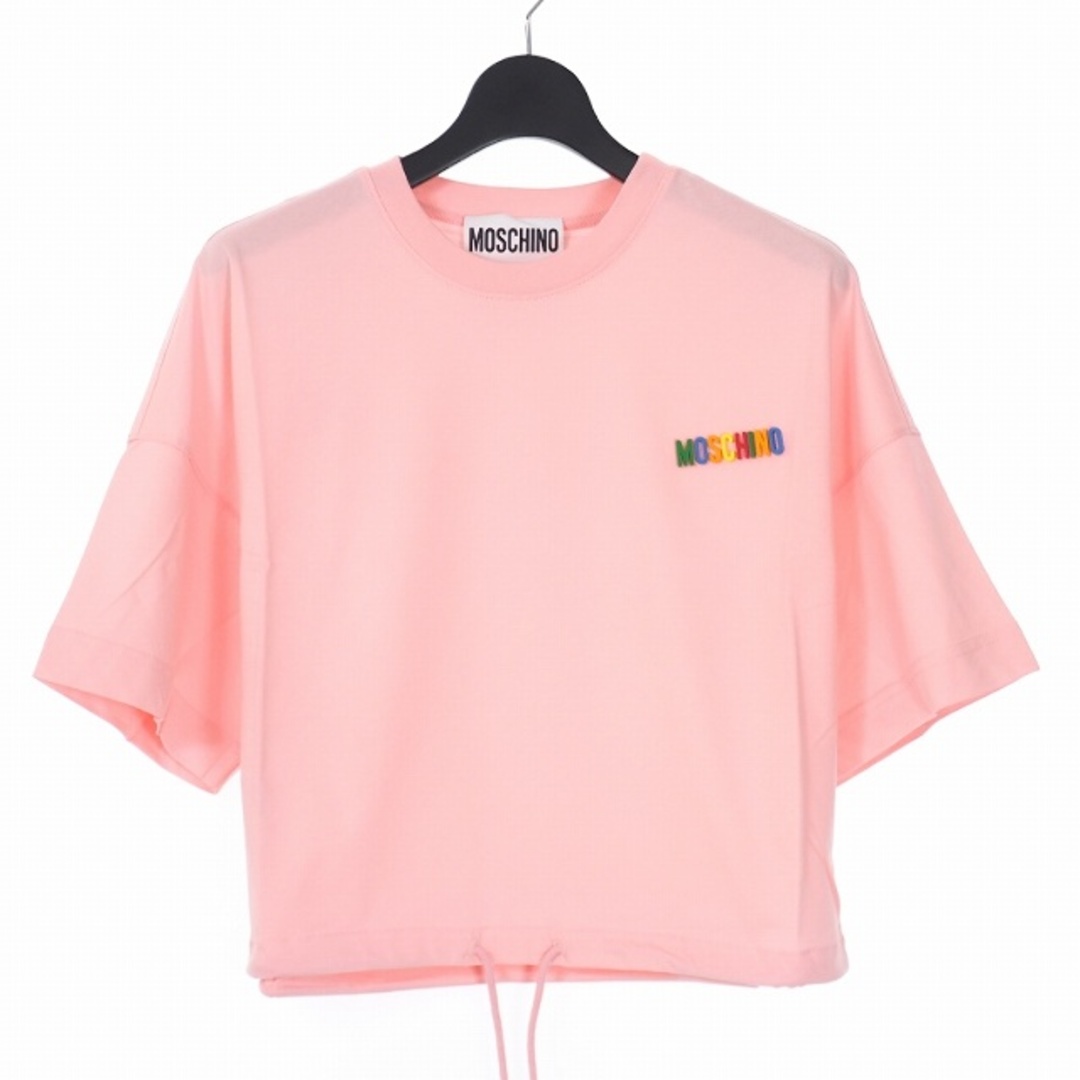 モスキーノ 20SS マルチ ロゴ ショート丈 Tシャツ 36 ピンク