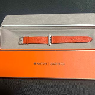 アップルウォッチ(Apple Watch)のHERMES アップルウォッチ　美品　ベルト　バンド　オレンジ(腕時計)