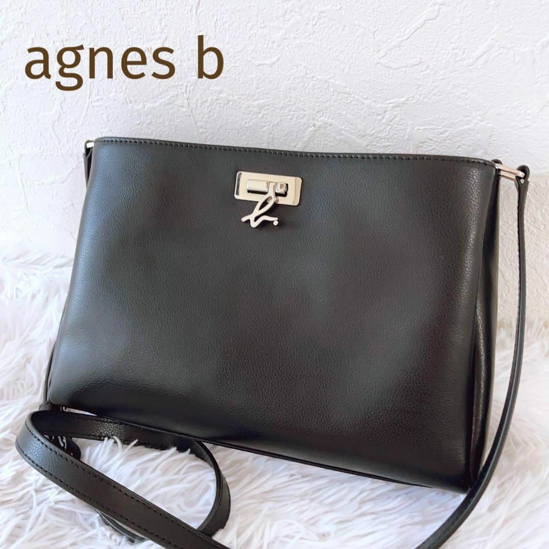 美品☆agnes b☆ブランドロゴシルバー金具 ショルダーバッグ ブラック黒 | フリマアプリ ラクマ