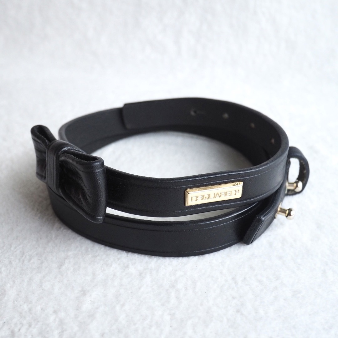 DSQUARED2(ディースクエアード)のDSQUARED2 リボン 本革 レザーベルト 細ベルト イタリア製 黒 レディースのファッション小物(ベルト)の商品写真