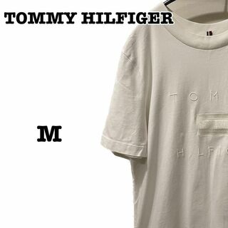 トミーヒルフィガー(TOMMY HILFIGER)の匿名配送トミーヒルフィガーTシャツシロ刺繍レディーストップス(Tシャツ(半袖/袖なし))